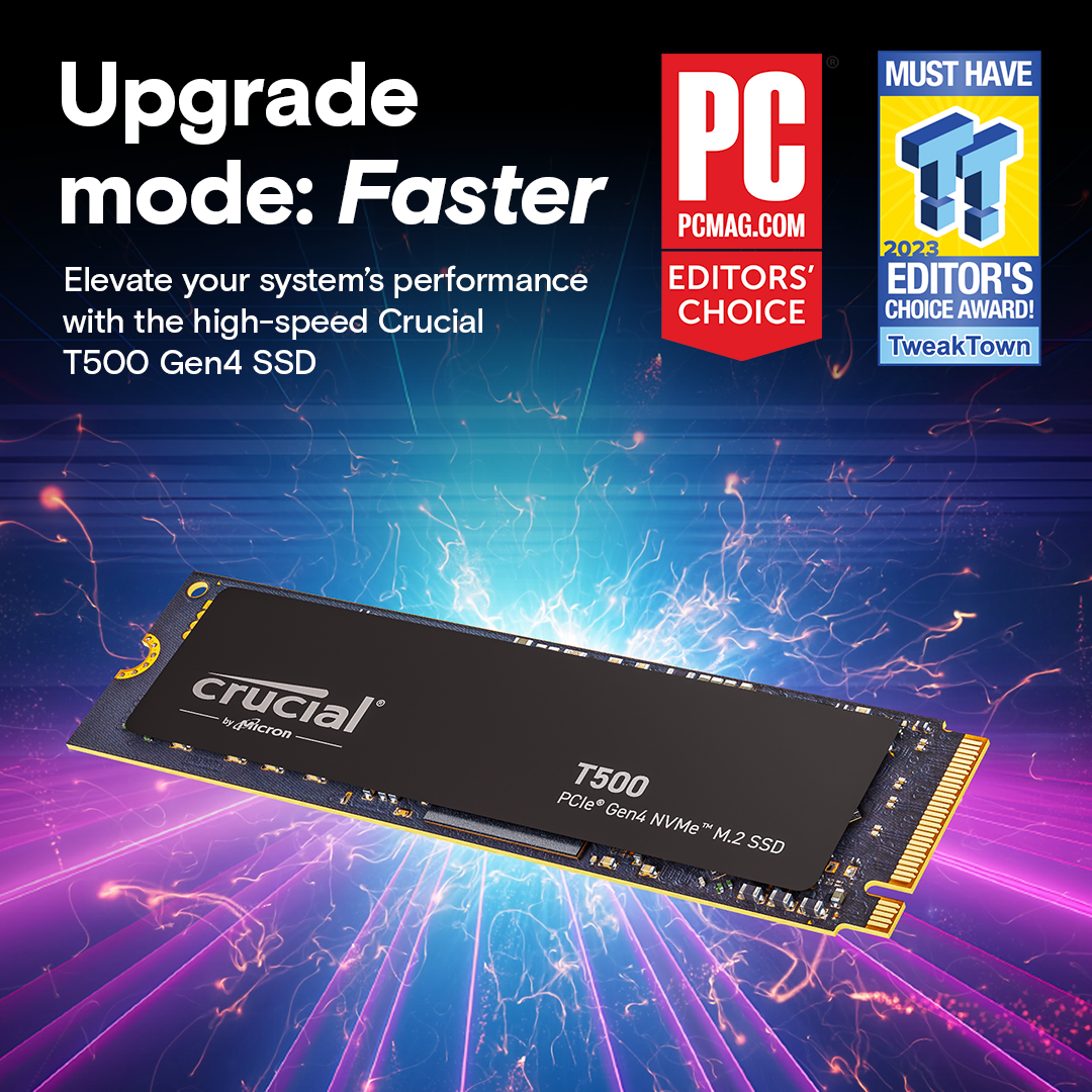 Crucial T500 500GB PCIe Gen4 NVMe M.2 SSD- view 2